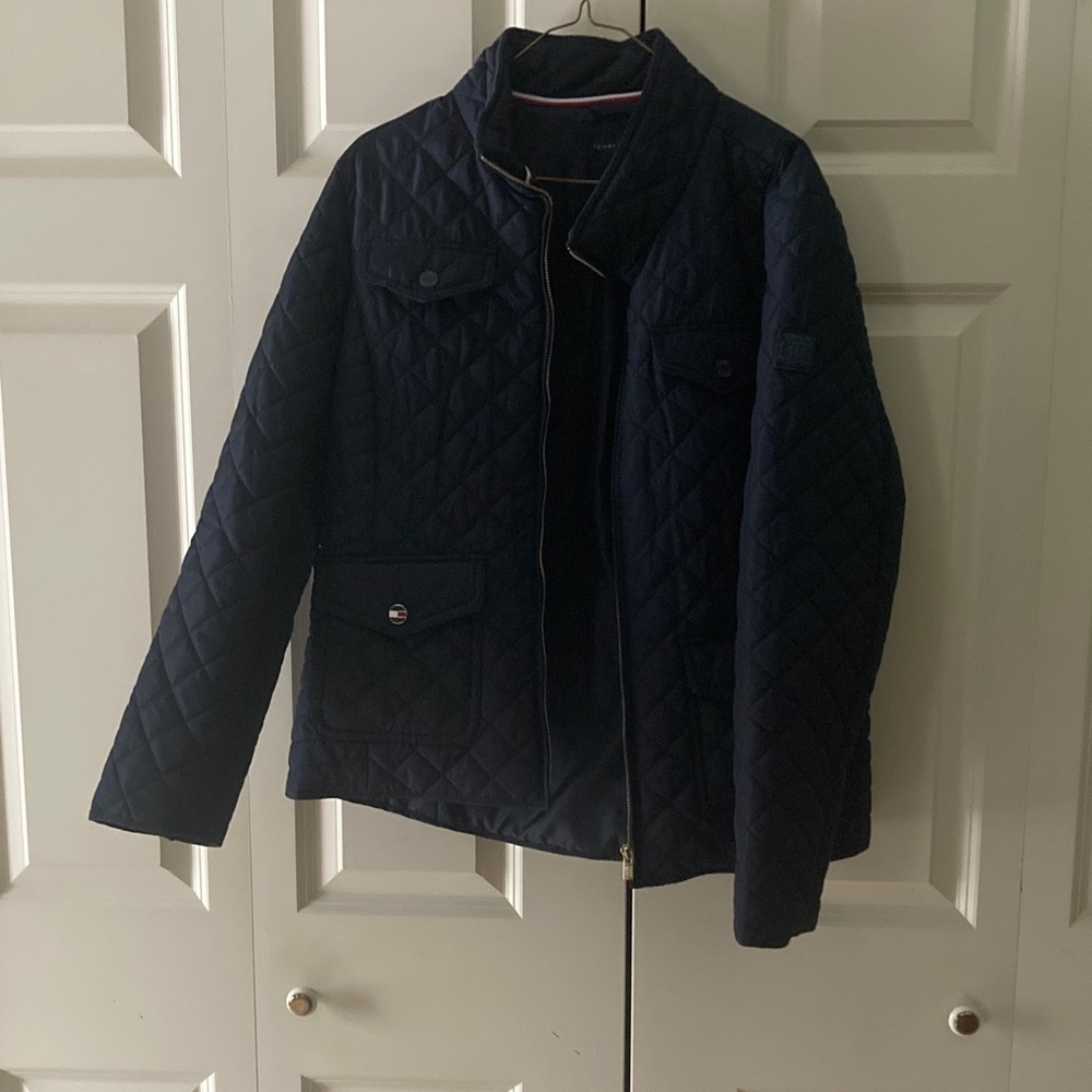 Tommy Hilfiger womens L quilted puffer jacket navy 2 pocket 3 season